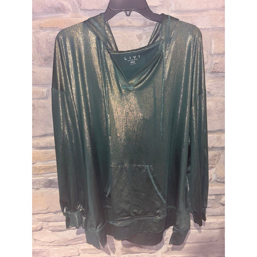 LIVI Sparkle V-Neck Soft Hoodie from Lane Bryant. Size 22/24